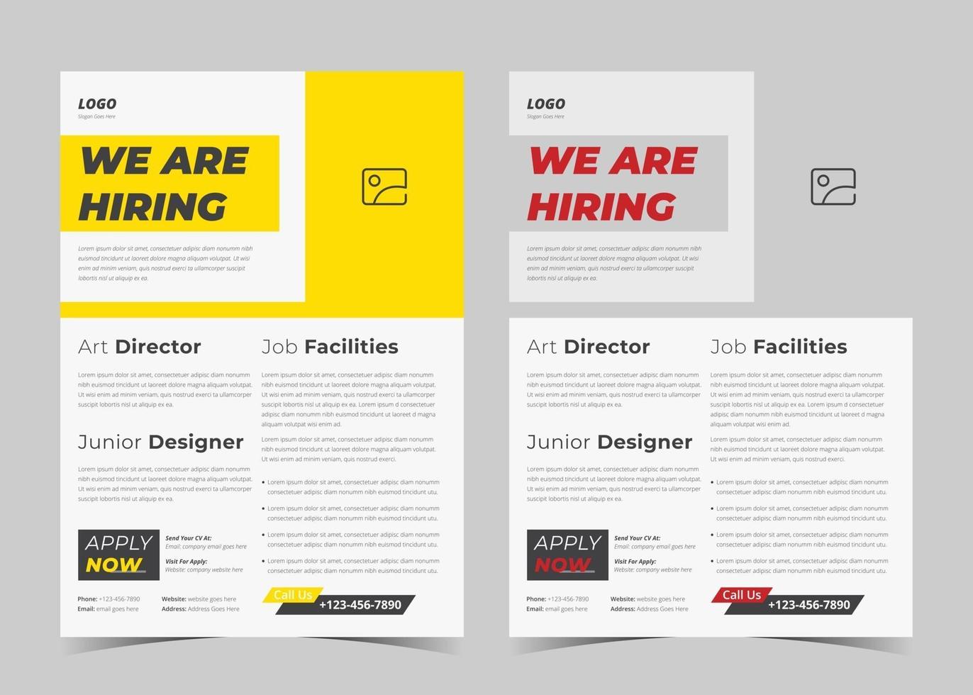 We are hiring flyer design. We are hiring poster template. Job vacancy leaflet flyer template design vector