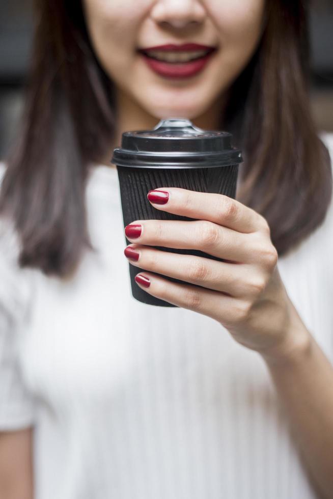 Woman is drinking coffee. Relax lifestyle concept. photo