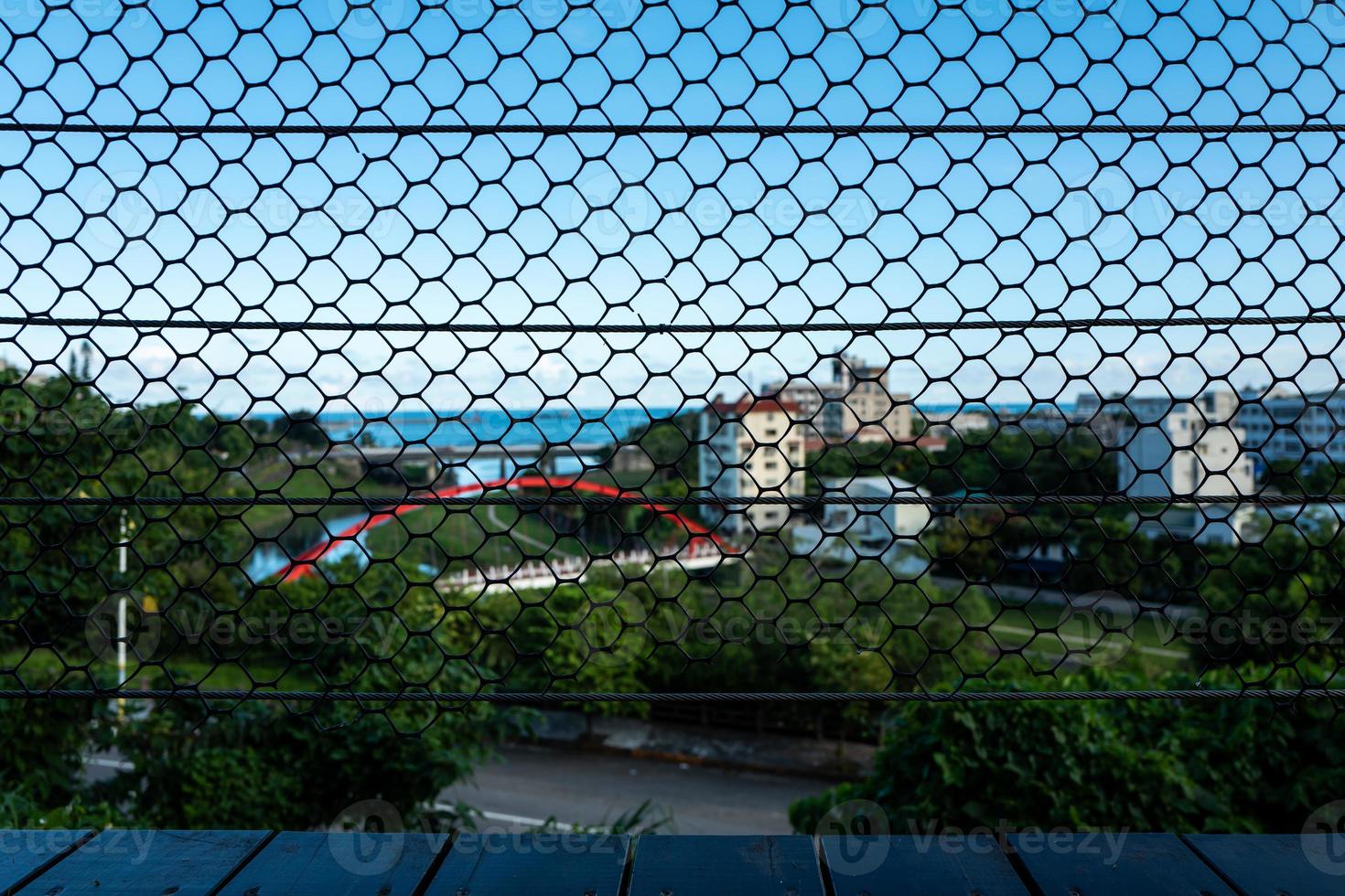 Fence in front of Hualien landscape in Taiwan photo