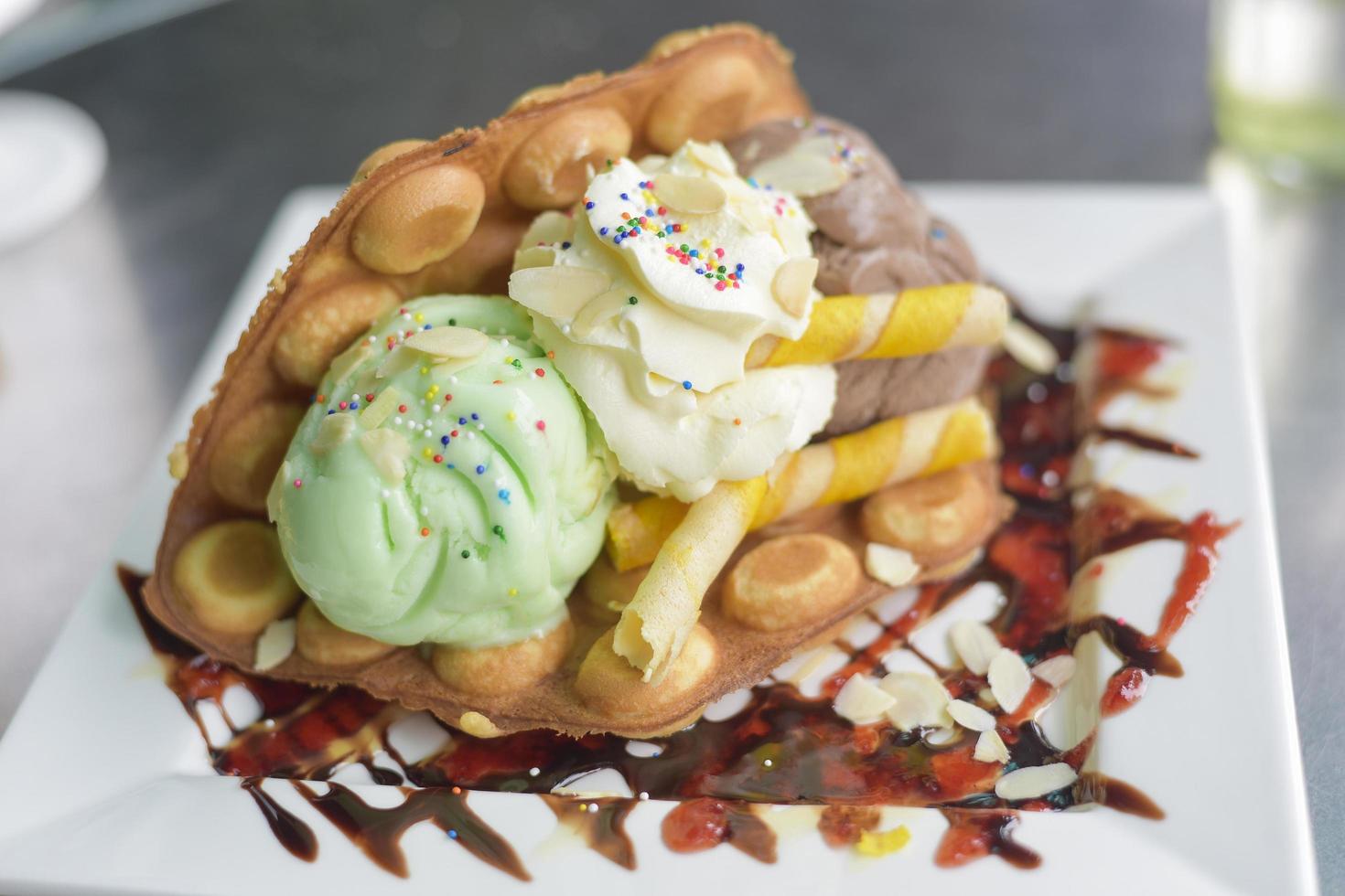 Ice cream waffle bowl photo