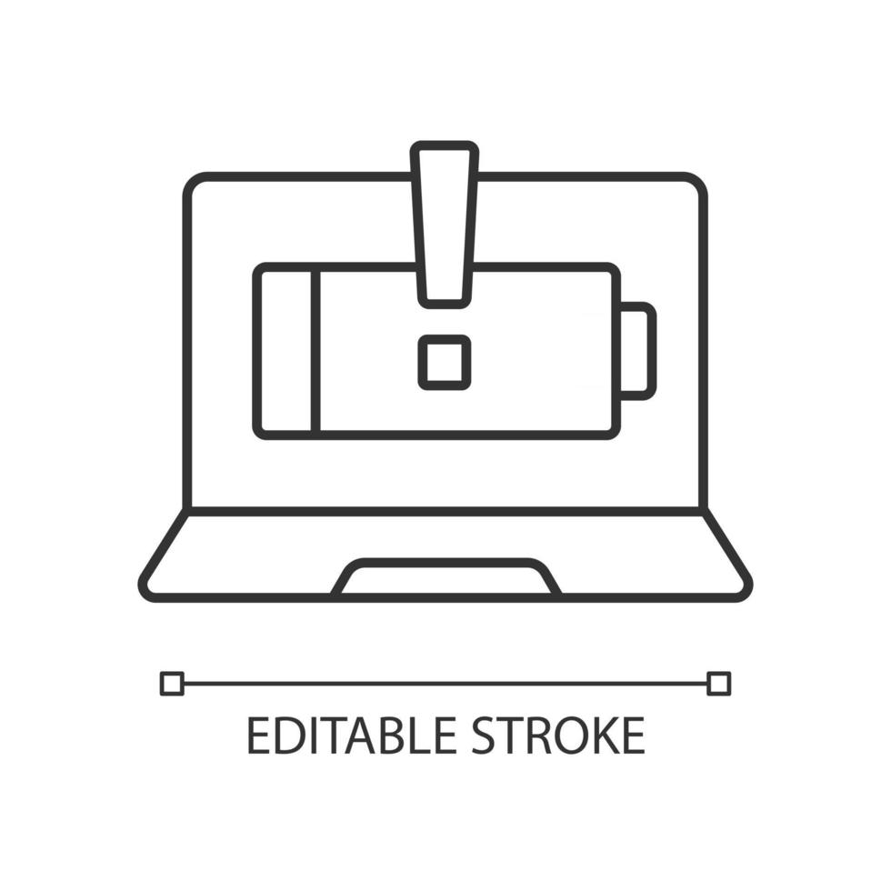 Computer does not charge linear icon vector