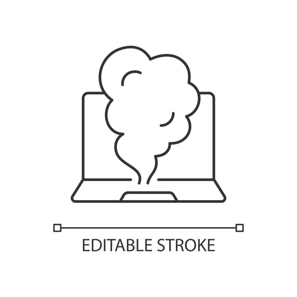 Smoking computer linear icon vector