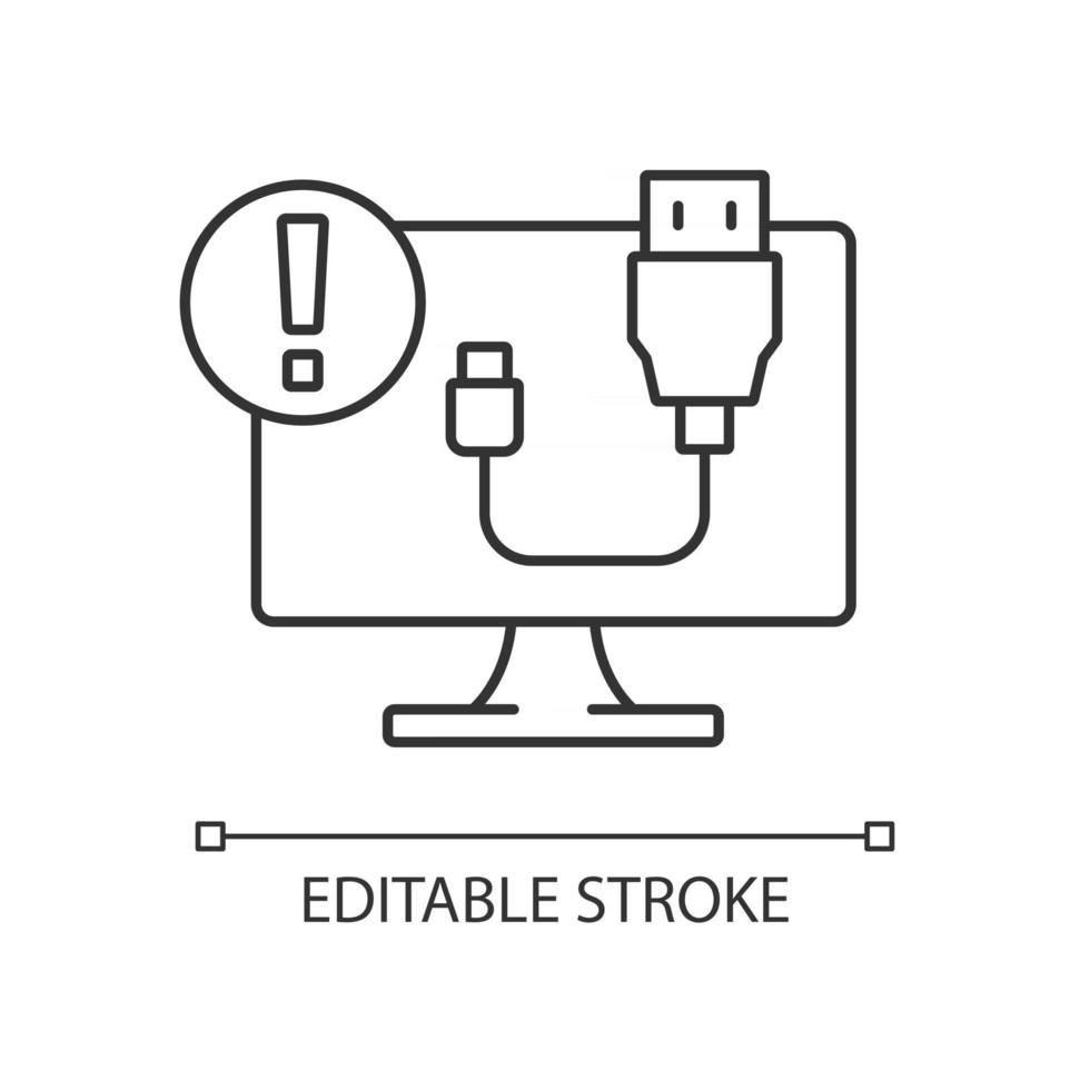 usb no funciona icono lineal vector