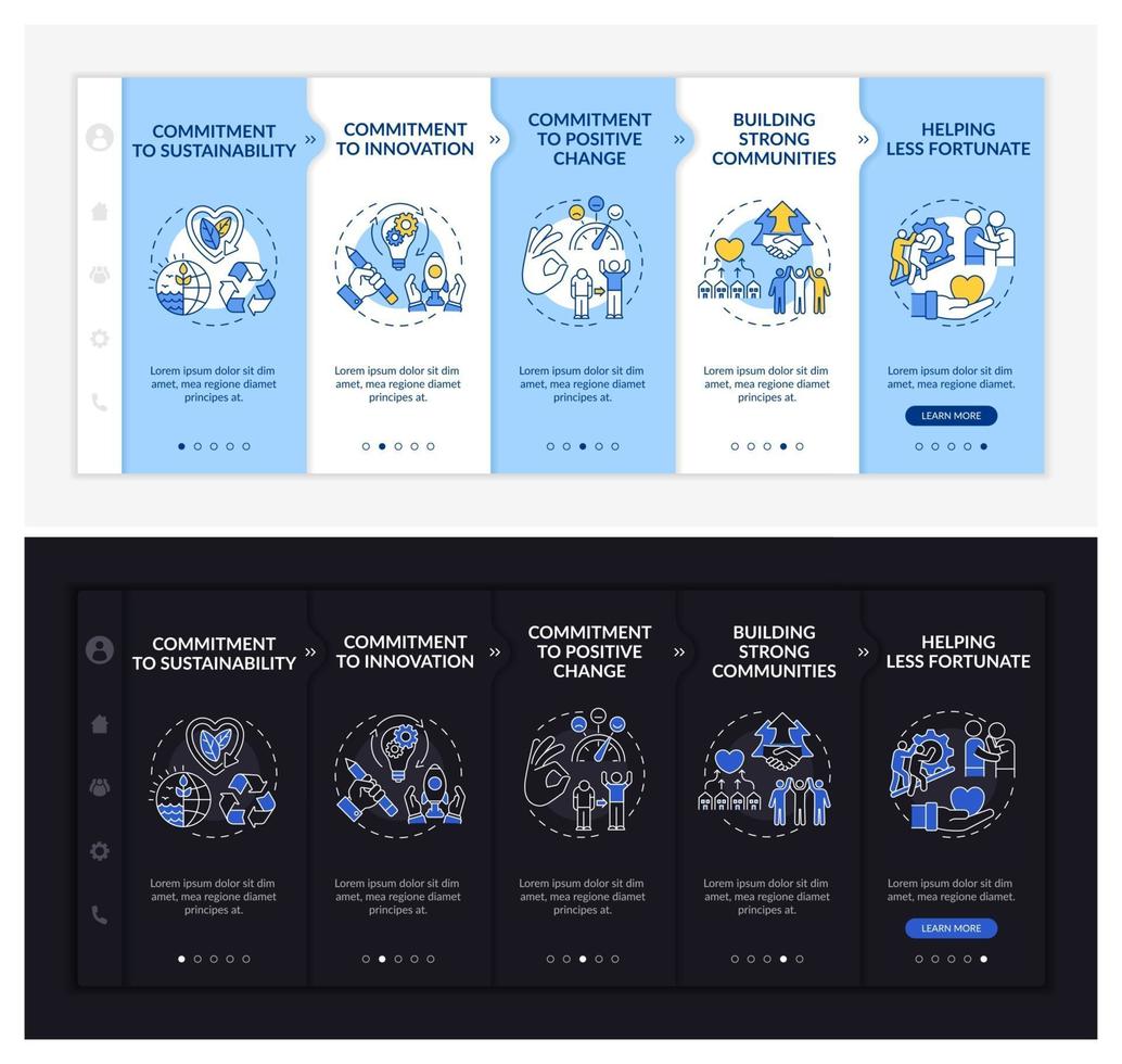 Business morals onboarding vector template