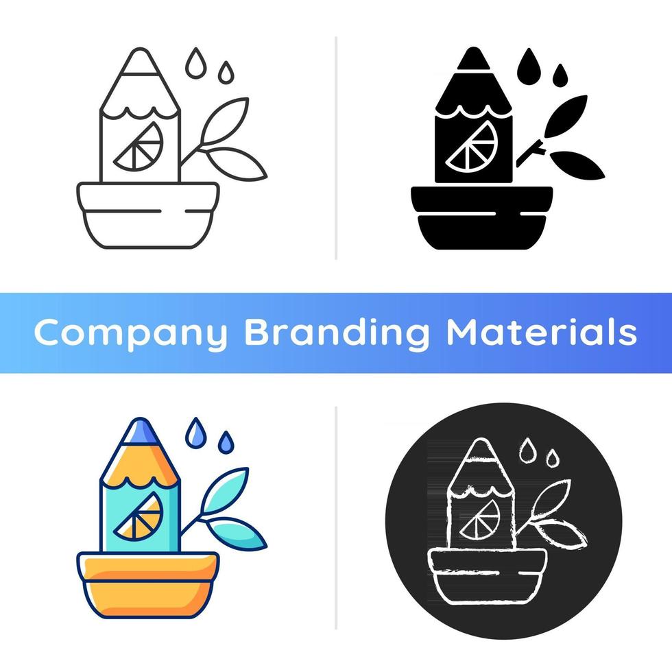 Branded growing pencil icon vector