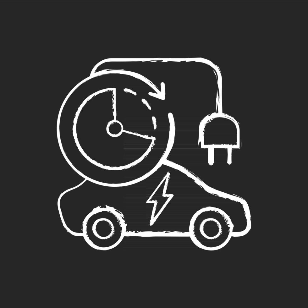 Charging time chalk white icon on black background vector