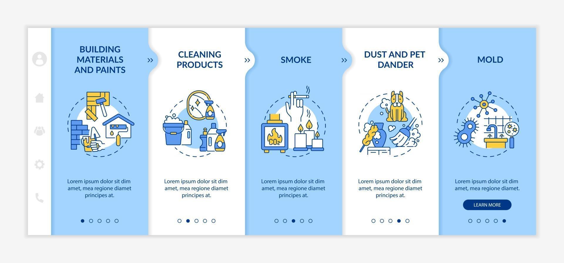 Household air pollution onboarding vector template