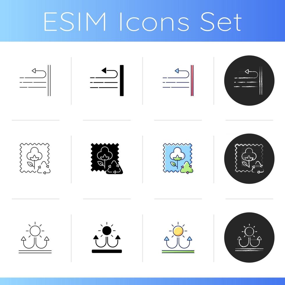 Different types of fabric feature icons set vector