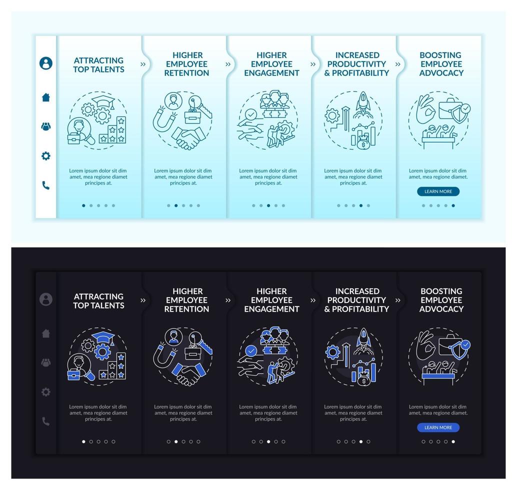 Corporate ethos benefits onboarding vector template