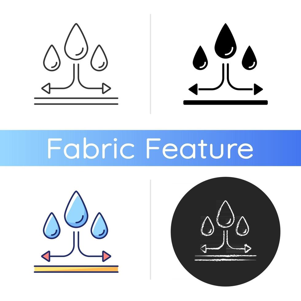 Water repellent fabric feature on fabric icon vector