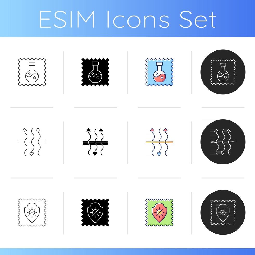 Fabric features icons set vector