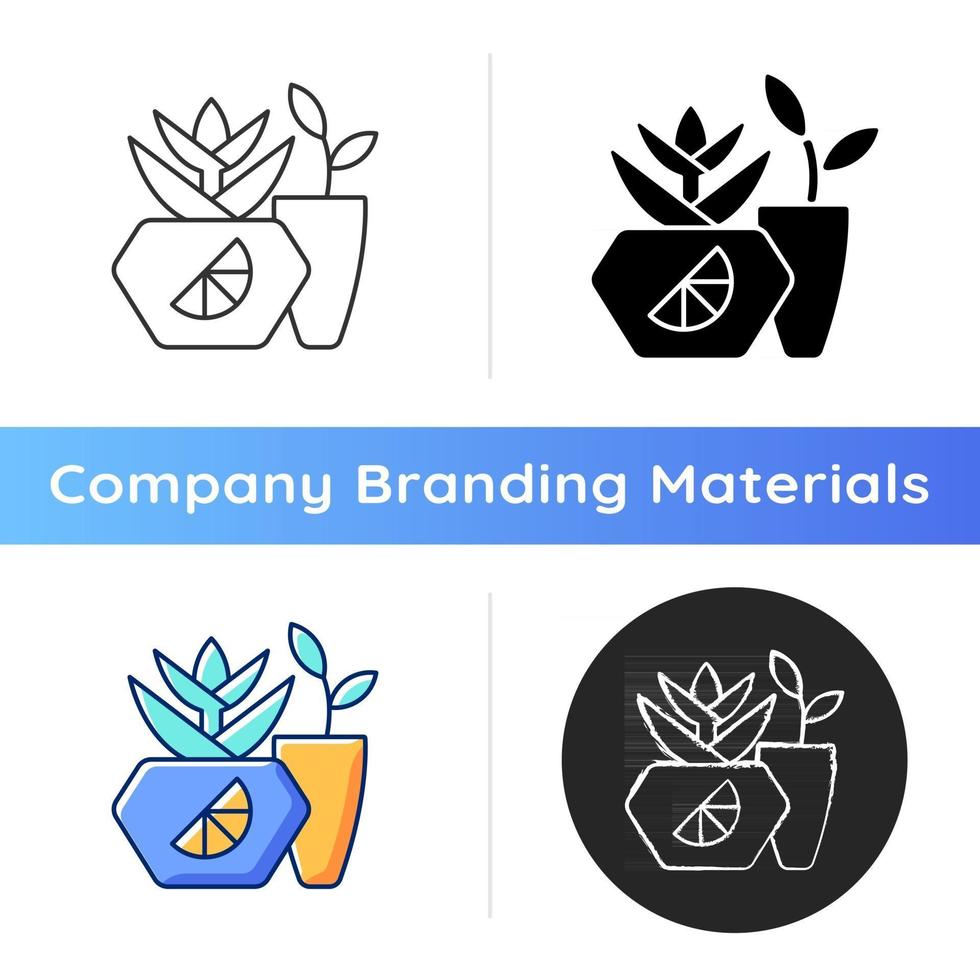 Branded plant pot icon vector