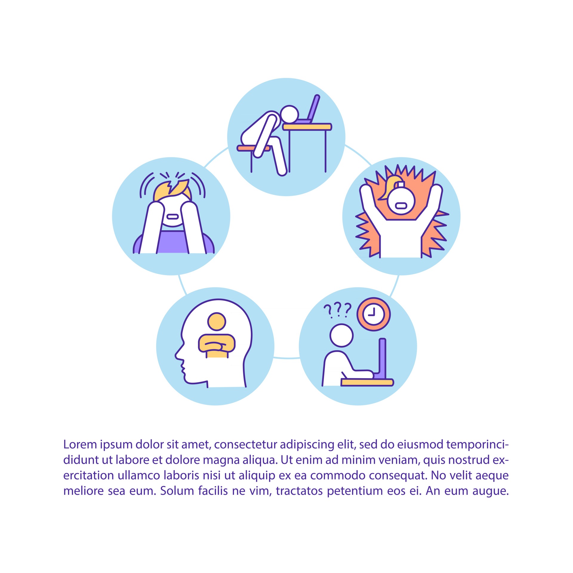 Burnout symptom concept line icons with text 2630736 Vector Art at Vecteezy