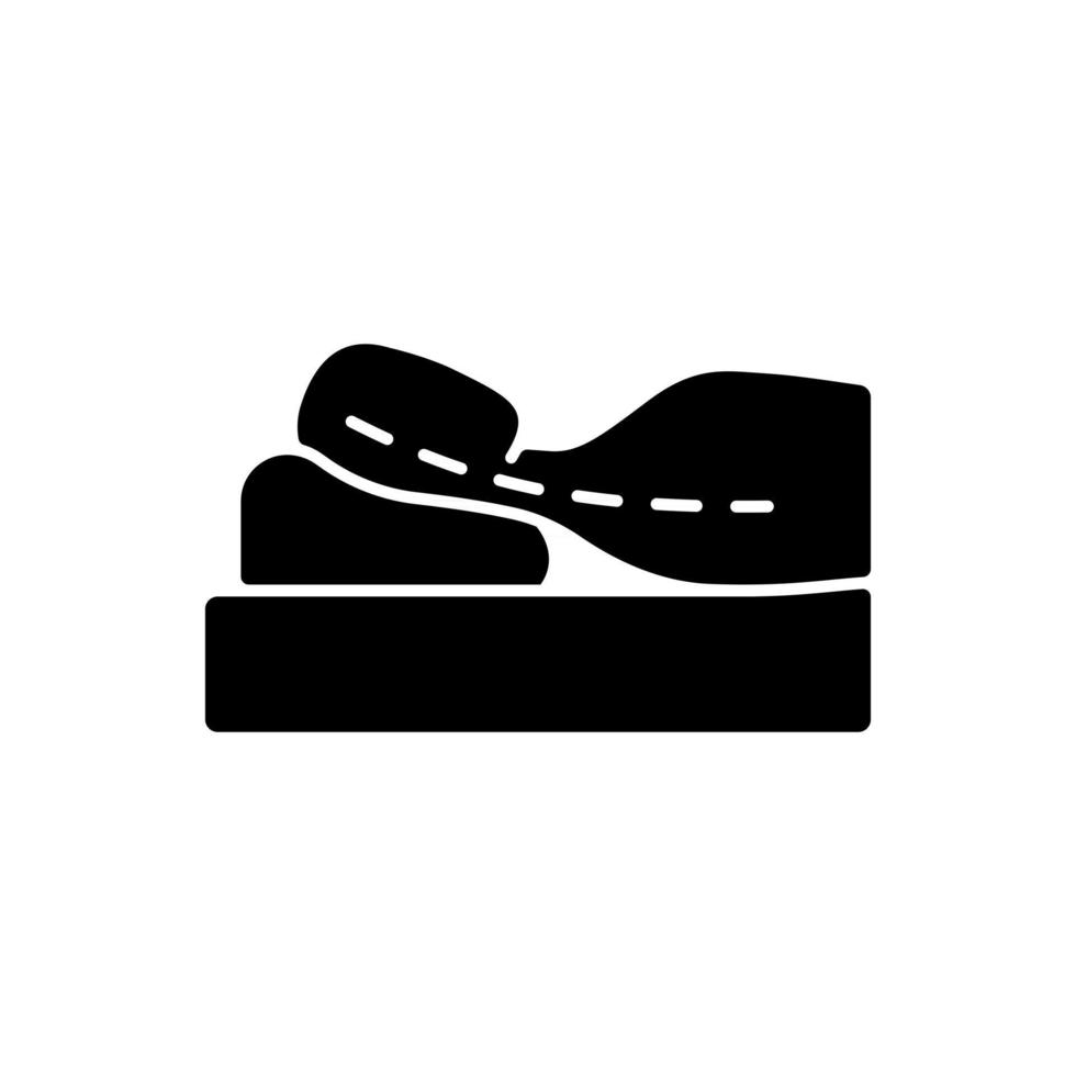 Sleeping with head elevated black glyph icon vector