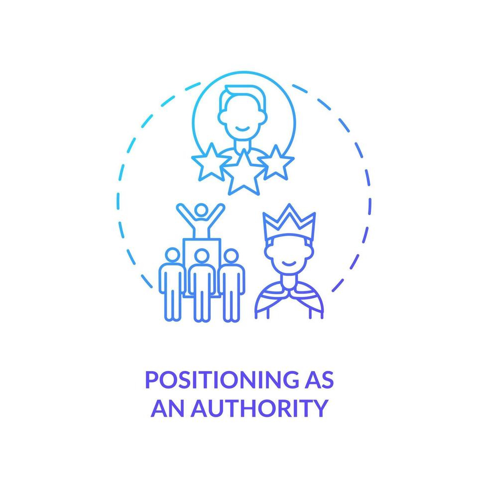 Positioning as authority navy gradient concept icon vector
