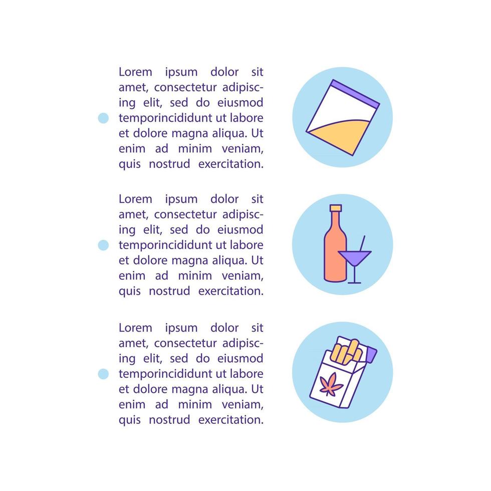 Drug abuse concept line icons with text vector