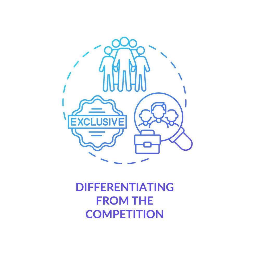 Differentiating from competition navy, blue gradient concept icon vector