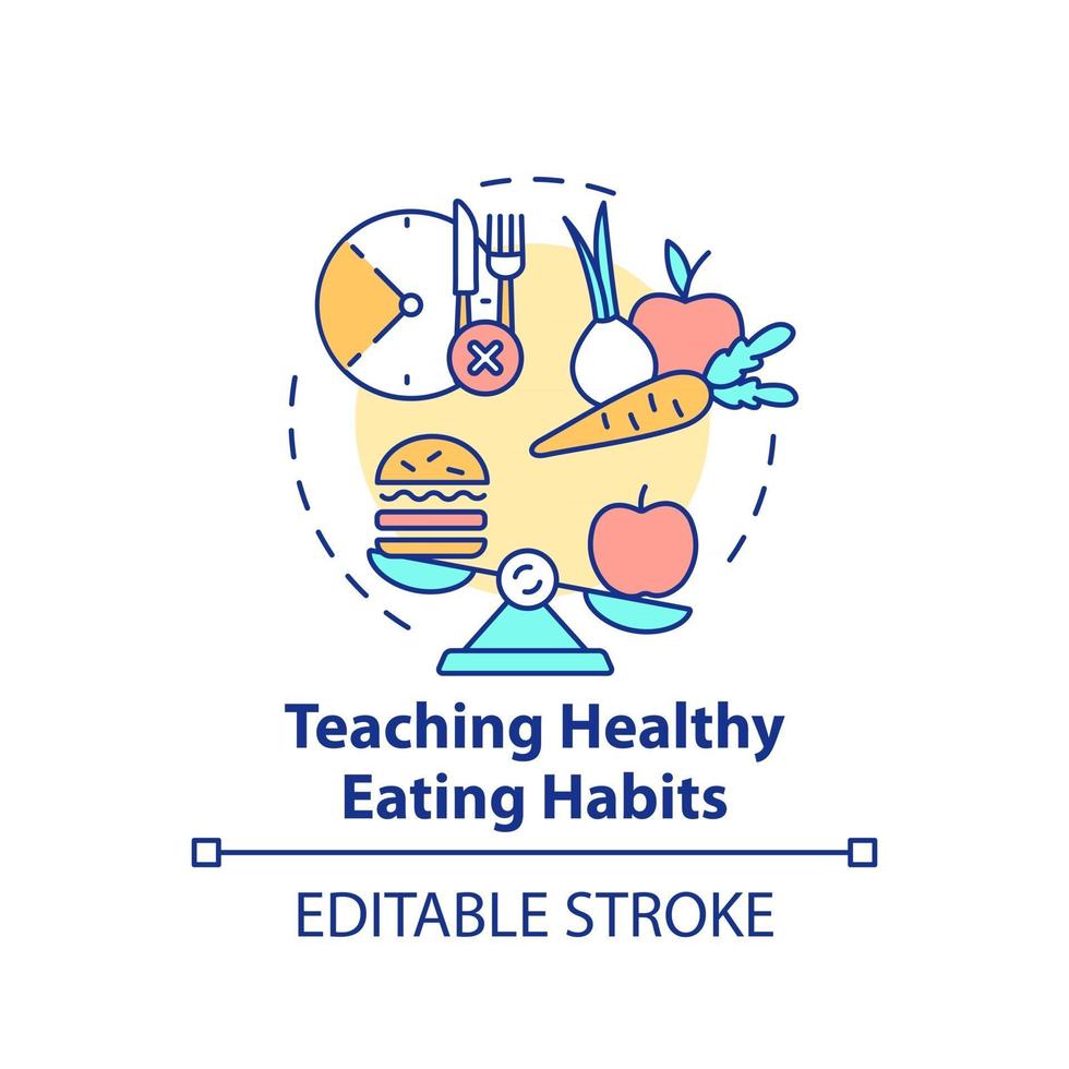 Teaching healthy eating habits concept icon vector