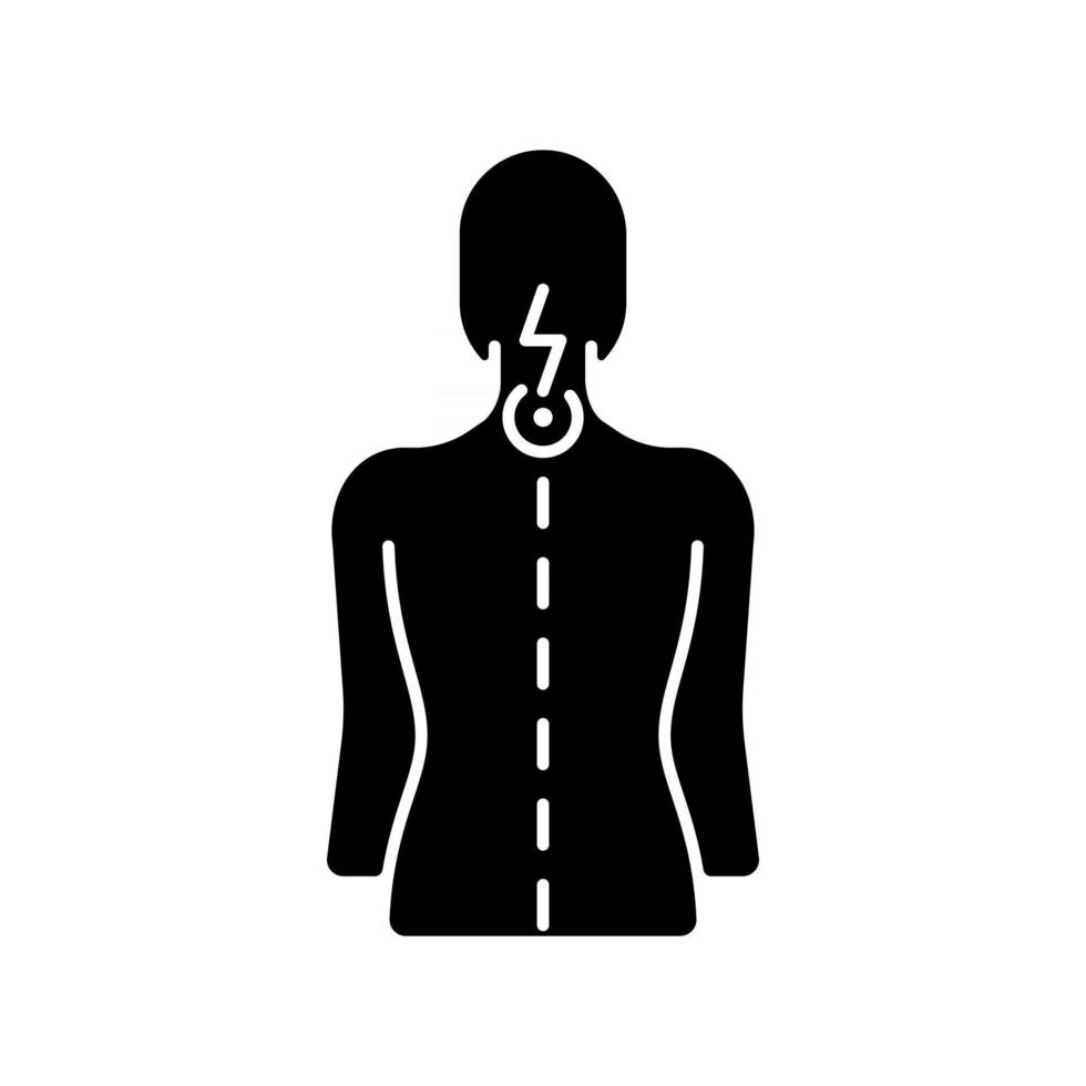 icono de glifo negro de dolor de cuello vector