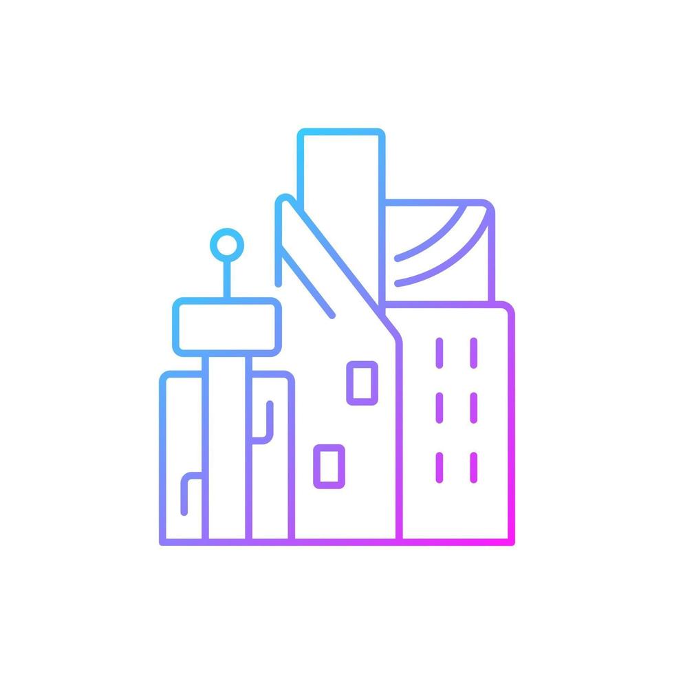 Cyberpunk city gradient linear vector icon