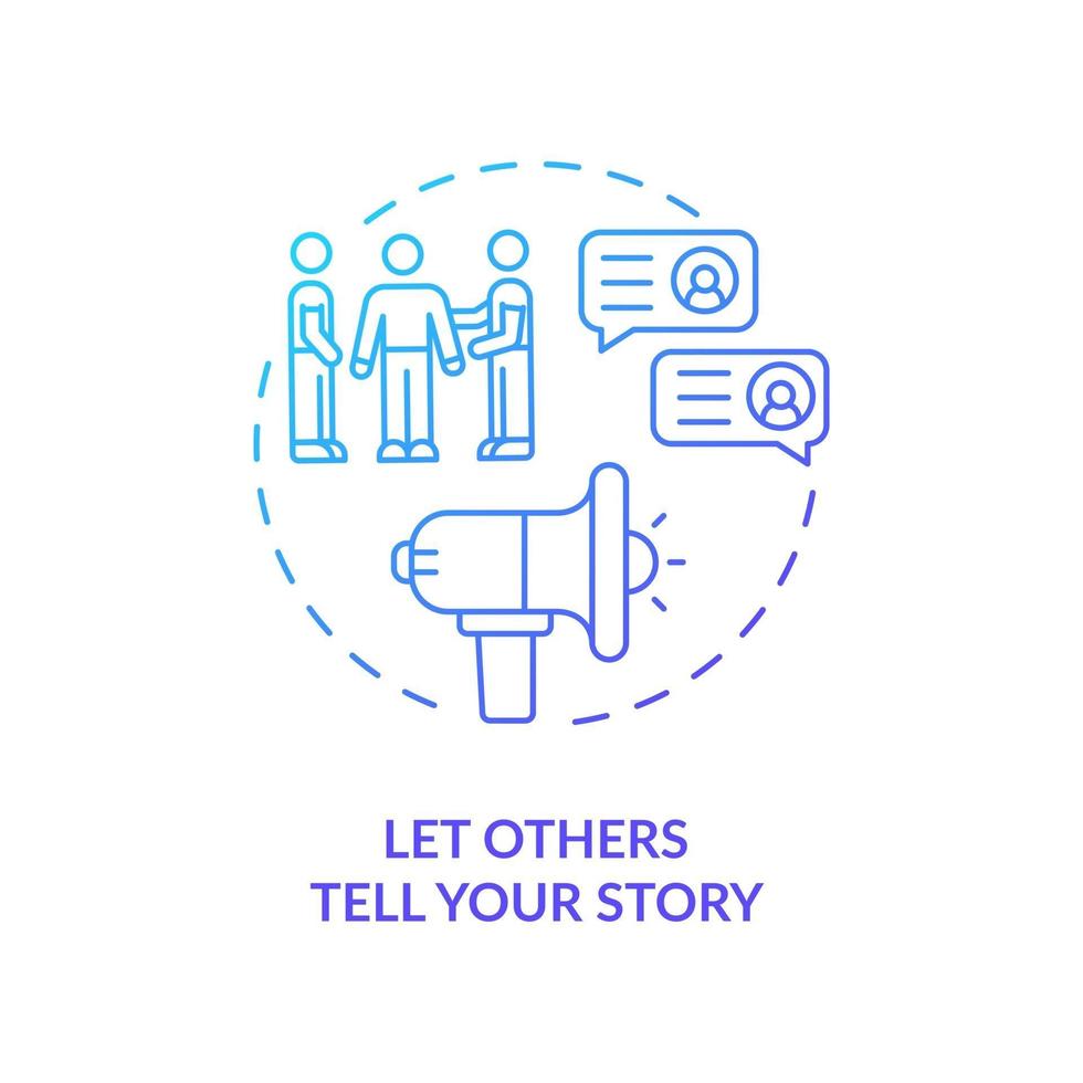 Let others tell your story navy, blue gradient concept icon vector