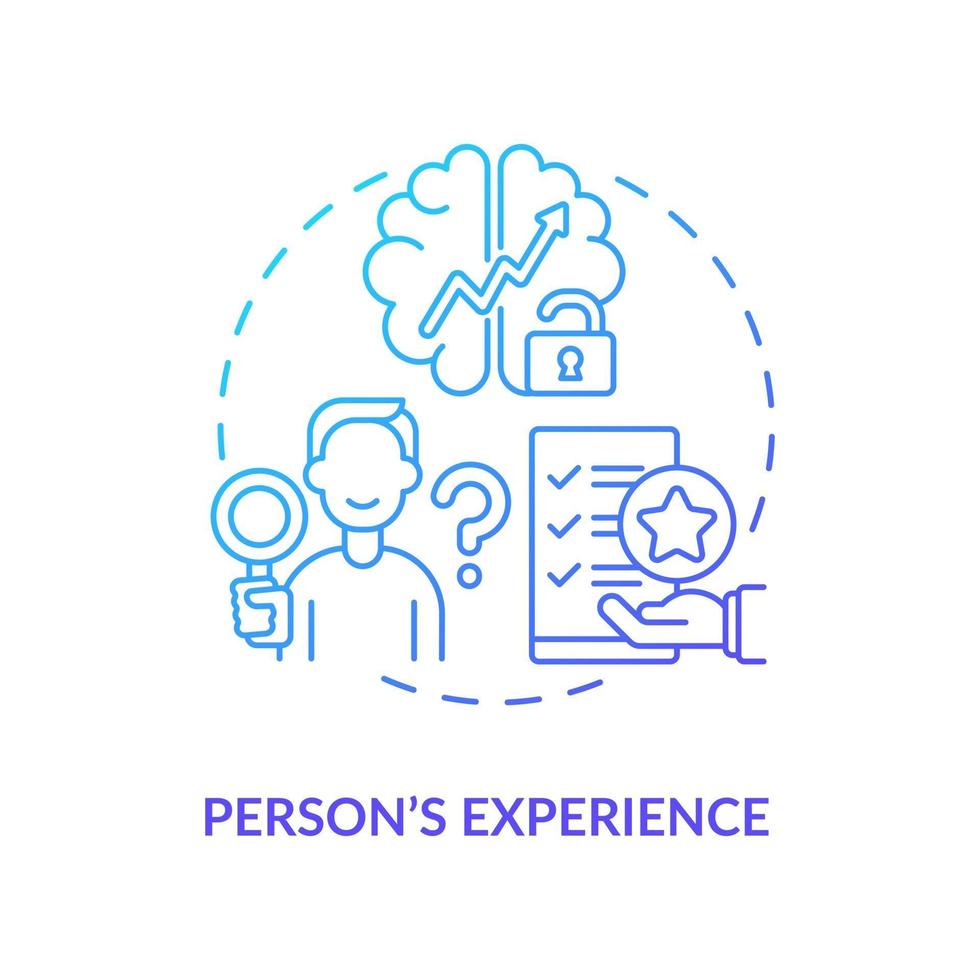 Person experience navy gradient concept icon vector