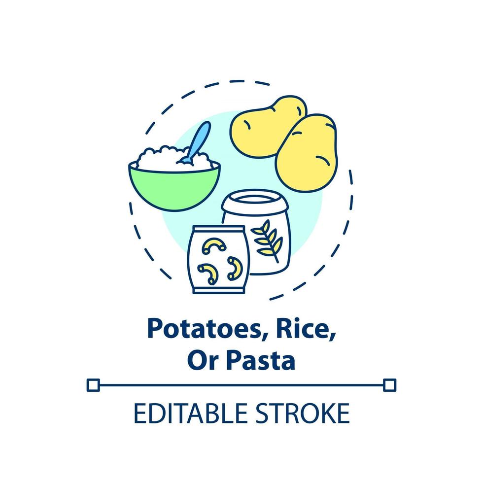 icono de concepto de patatas, arroz o pasta vector