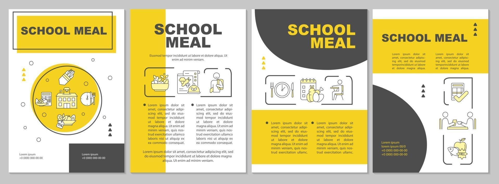 plantilla de folleto de comida escolar vector