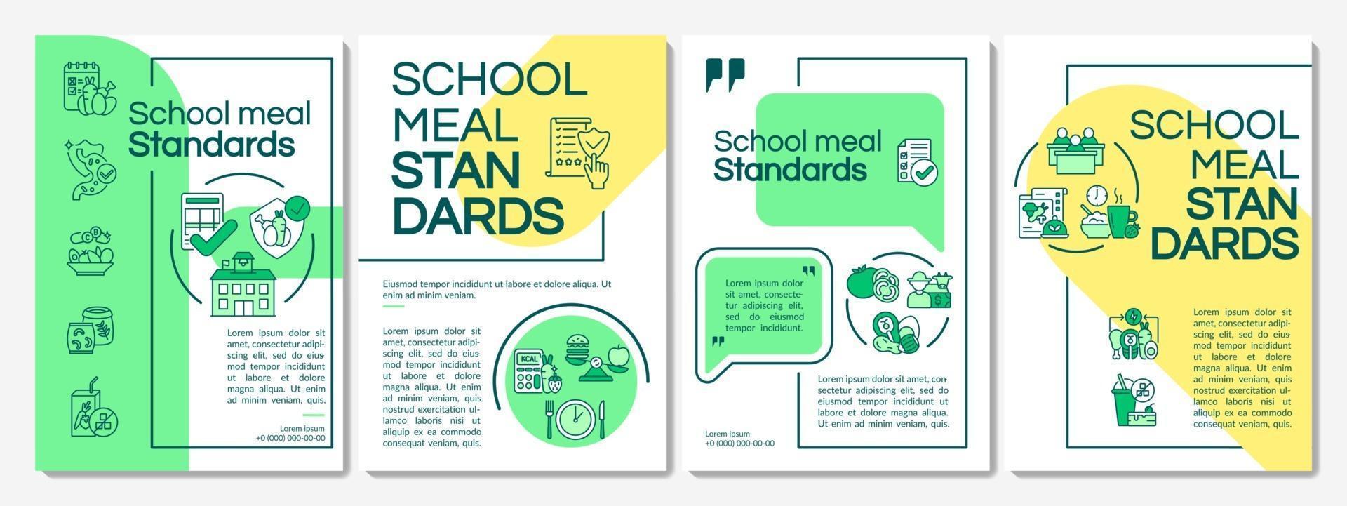 School meal standards brochure template vector