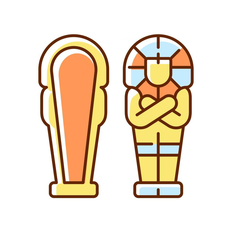 Egyptian sarcophagus RGB color icon vector