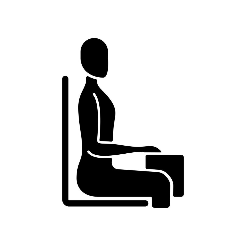 Upright sitting posture black glyph icon vector
