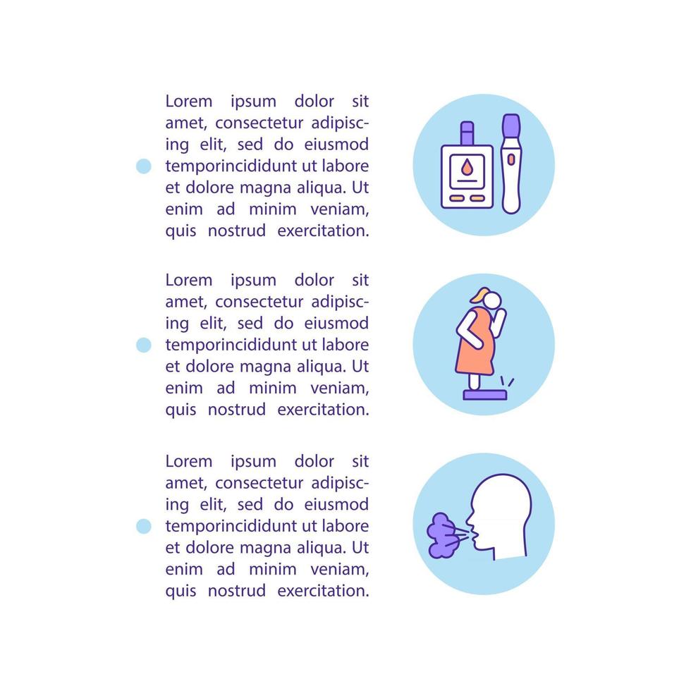 Unhealthy behavior outcomes concept line icons with text vector