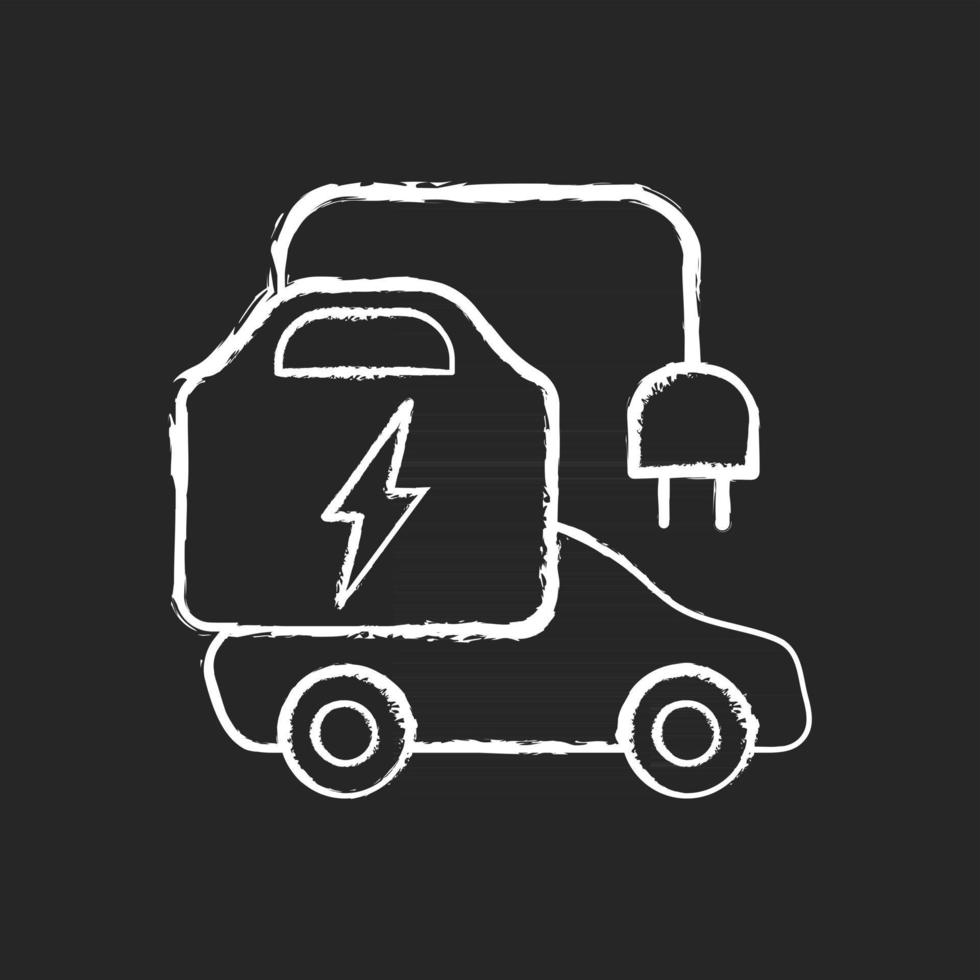 Portable EV charger chalk white icon on black background vector