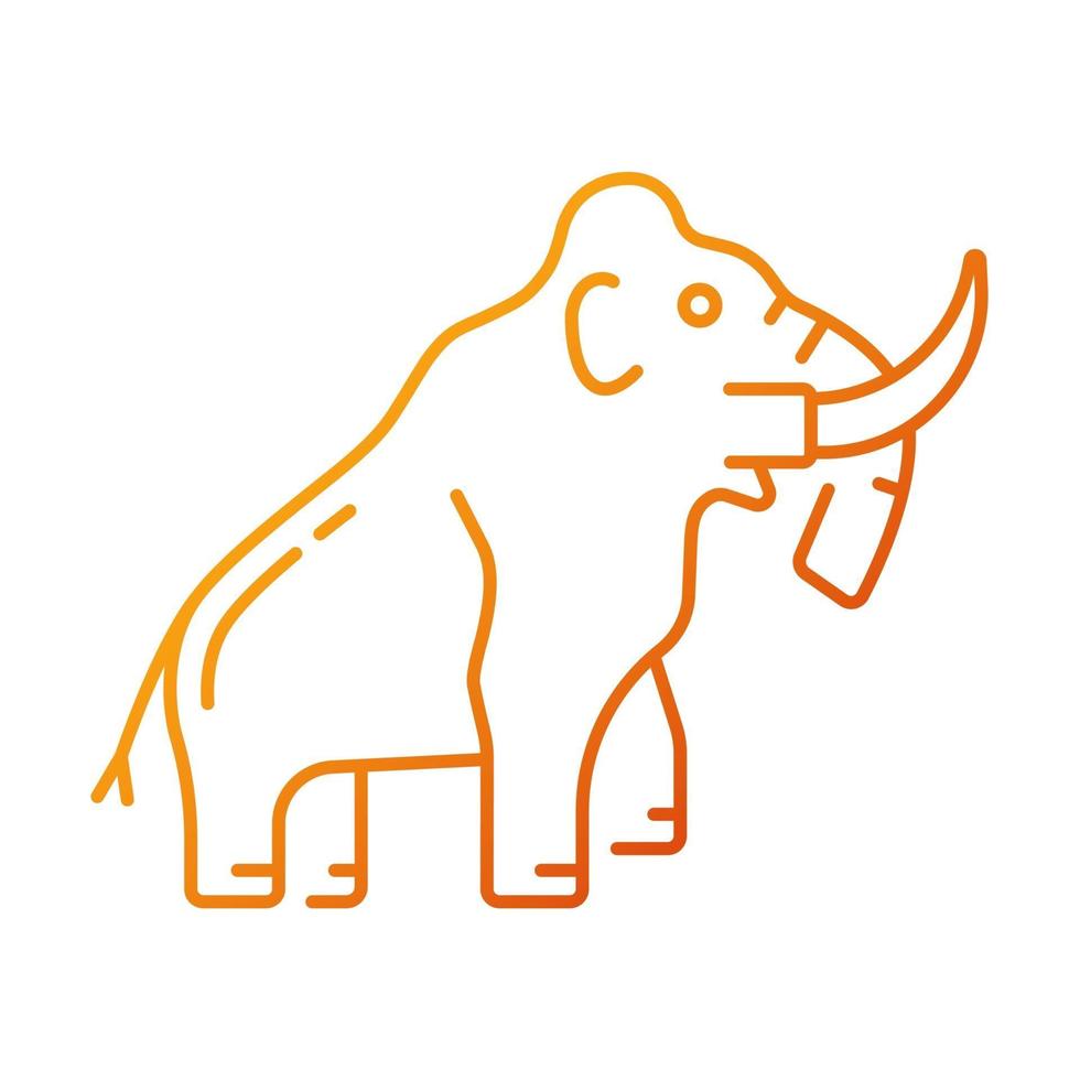 mamut esqueleto gradiente icono de vector lineal. mamífero de tronco. excavación paleontológica. huesos parecidos a los de un elefante. símbolos de color de línea fina. pictograma de estilo moderno. dibujo de contorno aislado vectorial