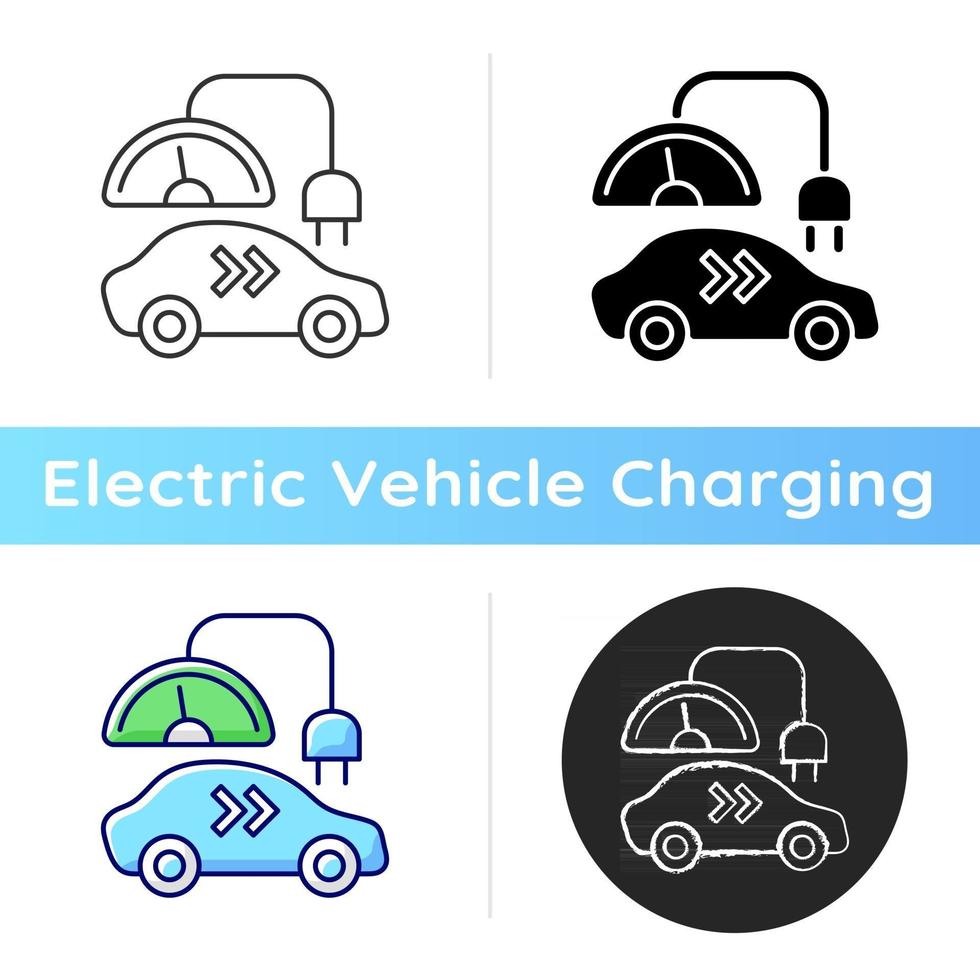 icono de cargador de nivel 2. diferentes tipos de conectores de carga. alimentar el electromóvil con combustible natural. Electricidad para auto. Estilos lineales de color negro y rgb. ilustraciones vectoriales aisladas vector