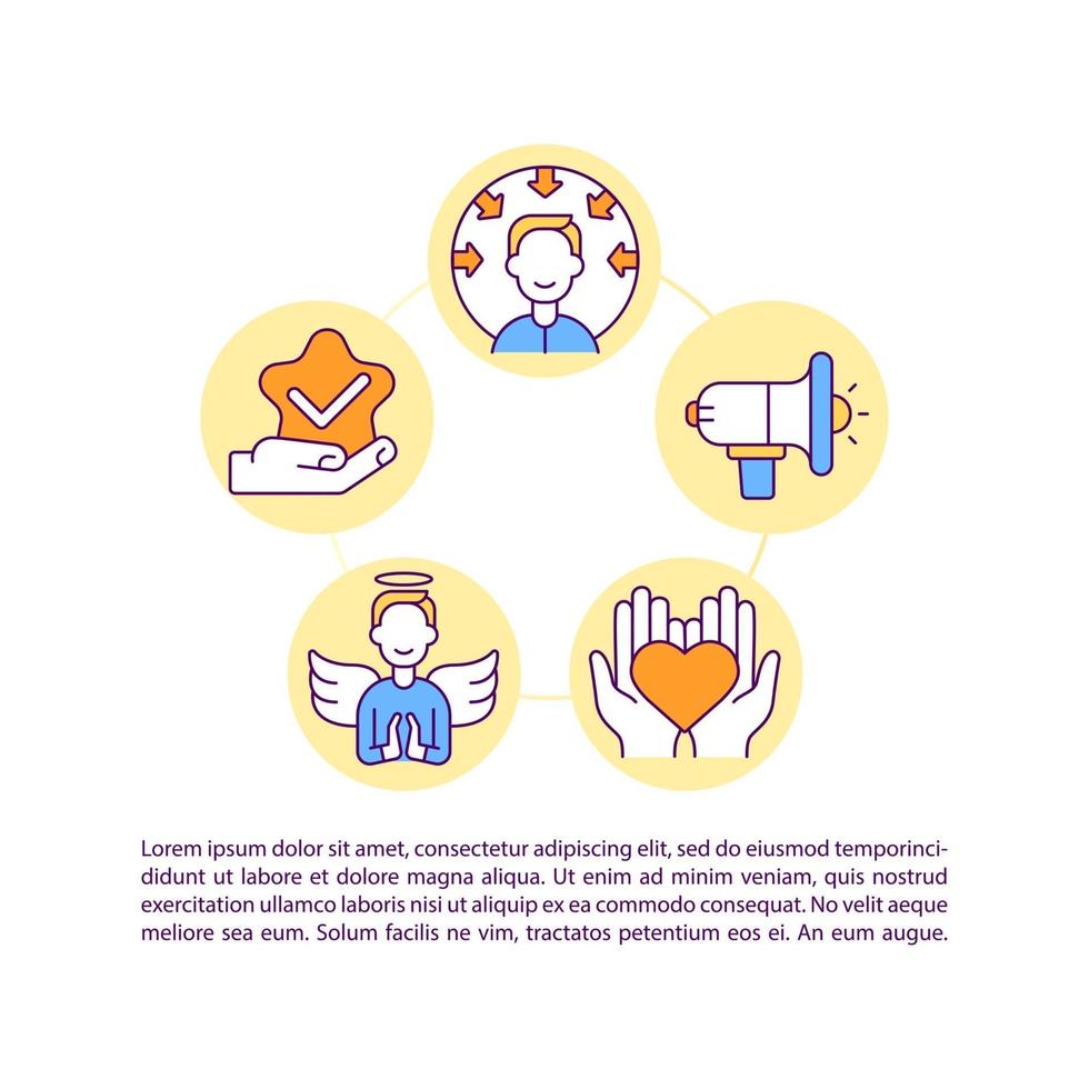 iconos de línea de concepto favorito público con texto. plantilla de vector de página ppt con espacio de copia. folleto, revista, elemento de diseño de boletín. Influenciador de redes sociales ilustraciones lineales en blanco.