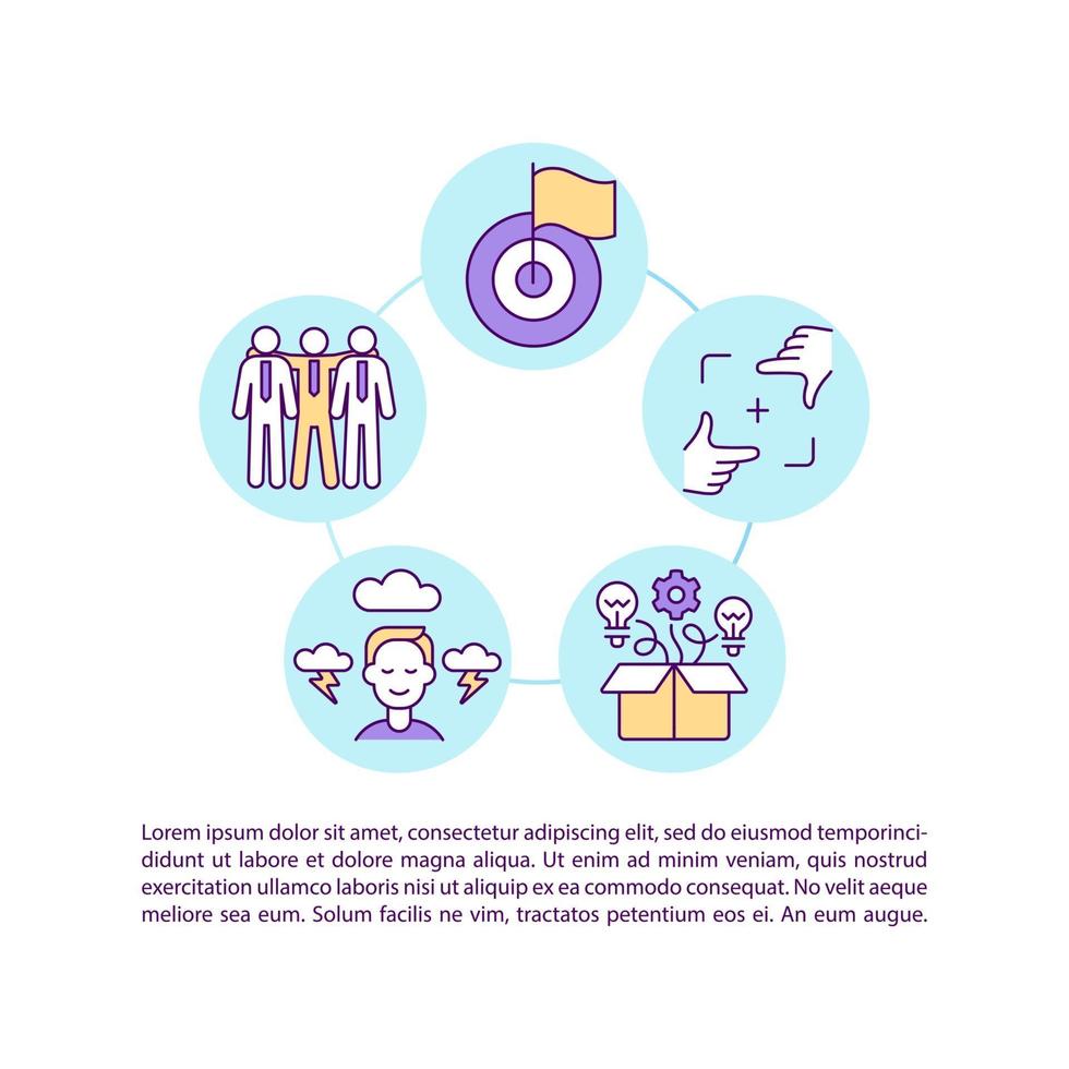 Team achieving goals concept line icons with text. PPT page vector template with copy space. Brochure, magazine, newsletter design element. Teamwork, cooperation linear illustrations on white