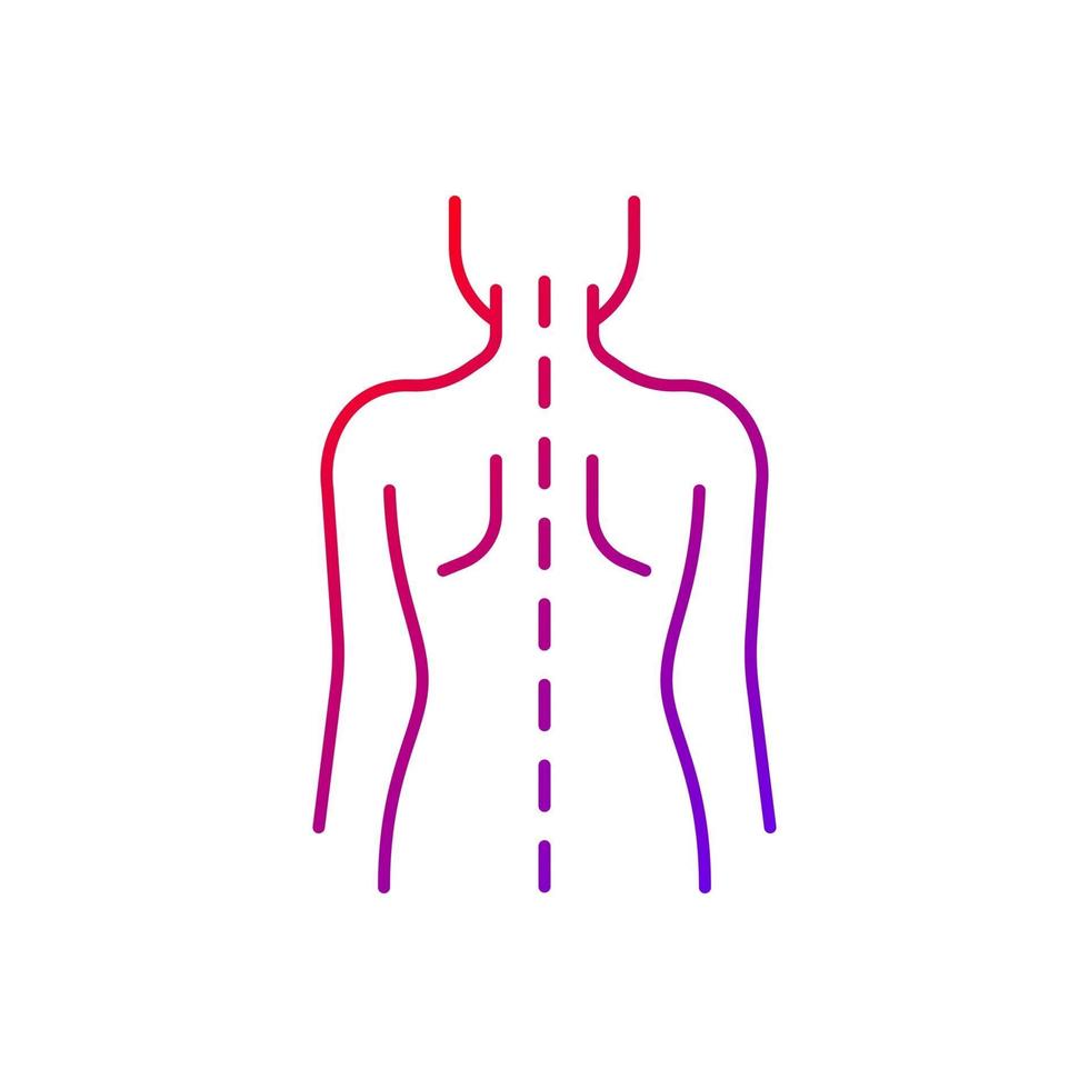 Good posture gradient linear vector icon. Normal spine. Normal spinal anatomy. Holding body and limbs right. Thin line color symbols. Modern style pictogram. Vector isolated outline drawing