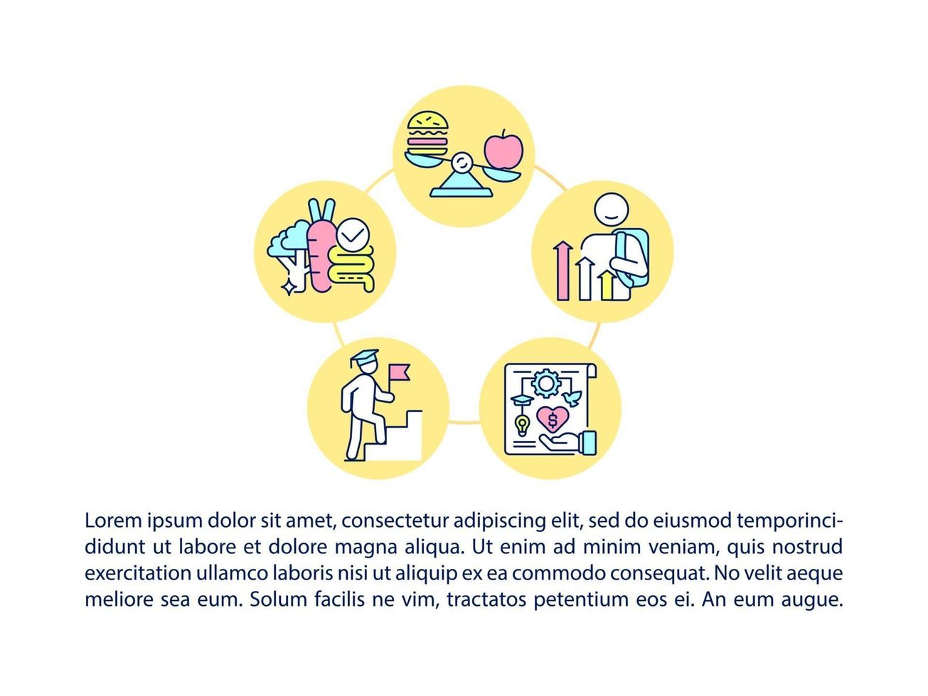 Growing healthy and productive adult concept line icons with text. PPT page vector template with copy space. Brochure, magazine, newsletter design element. Healthy snacks linear illustrations on white