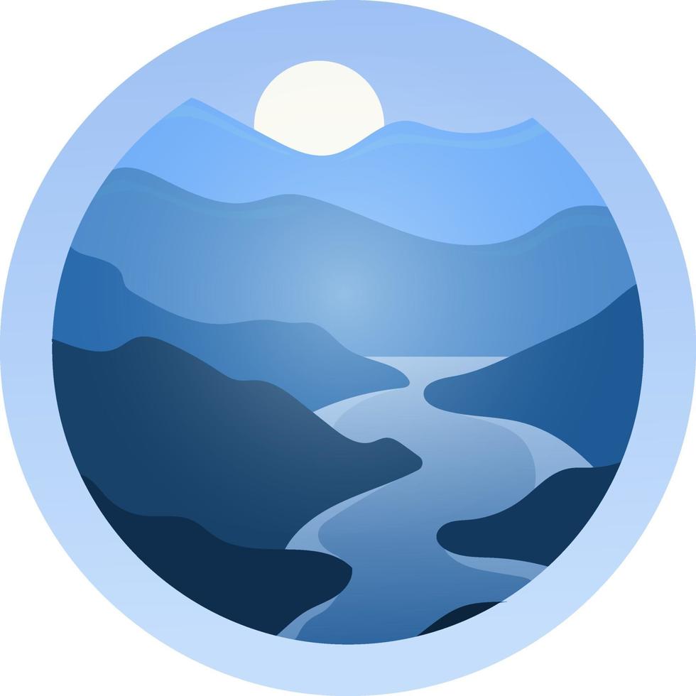 T-Shirt mountains in blue gradient vector