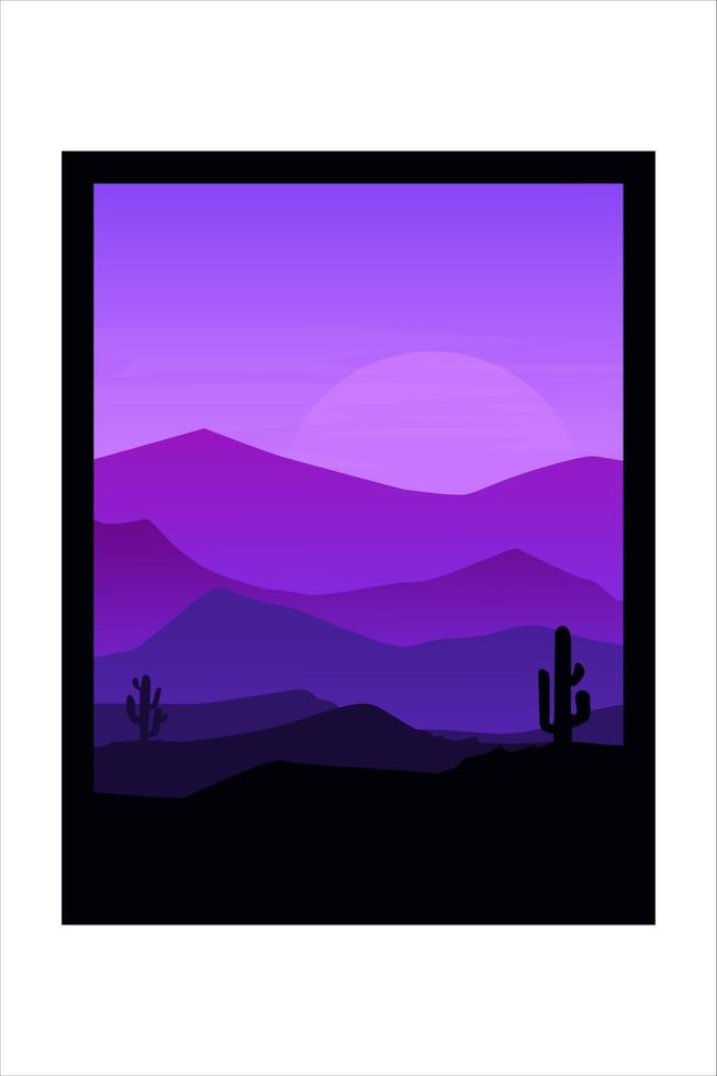 camiseta paisaje de montaña natural cactus vector