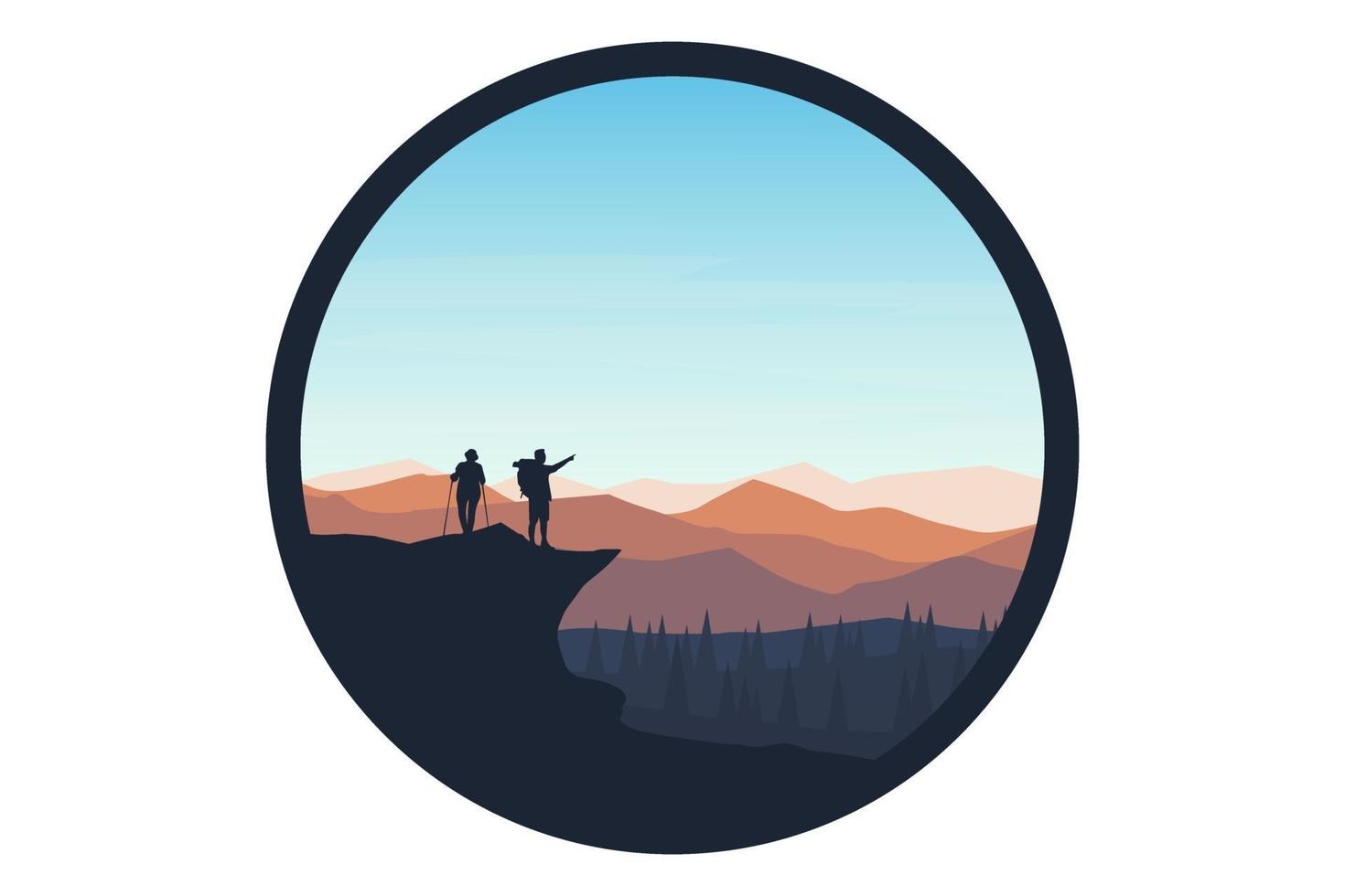 T-shirt mountain climbers see the atmosphere landscape vector