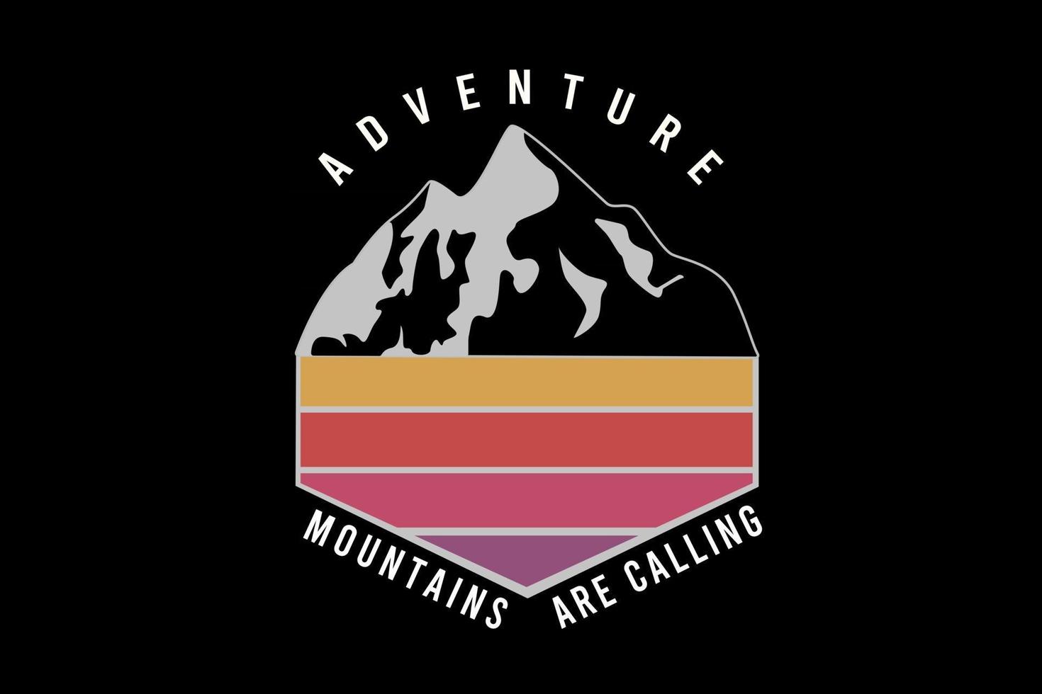 adventure mountains are calling color yellow and red vector