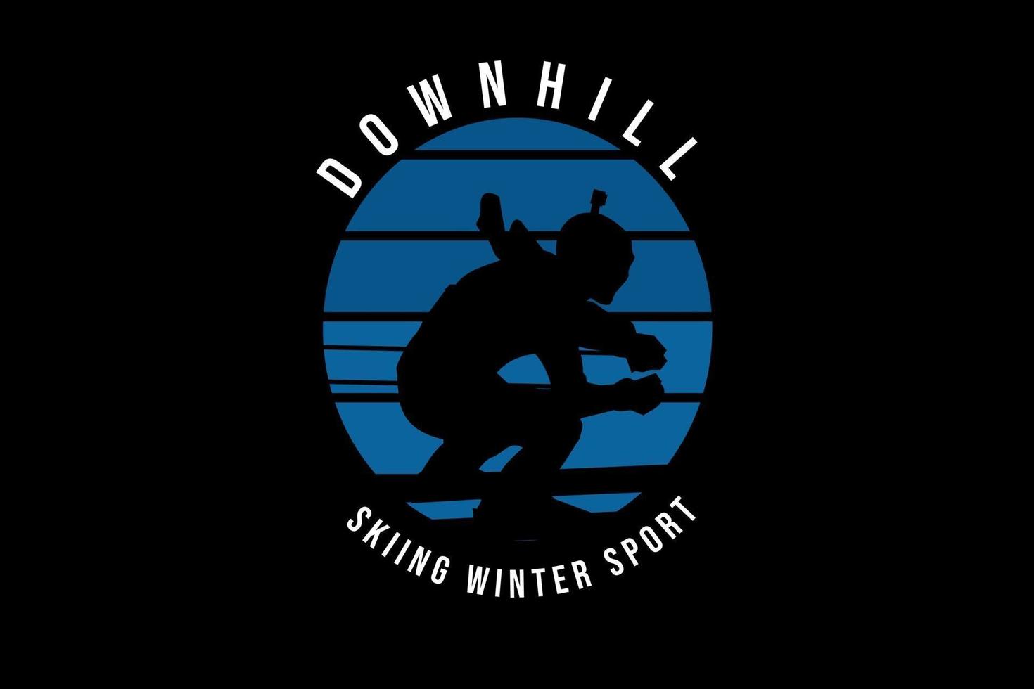 downhill skiing winter sport color blue and black vector