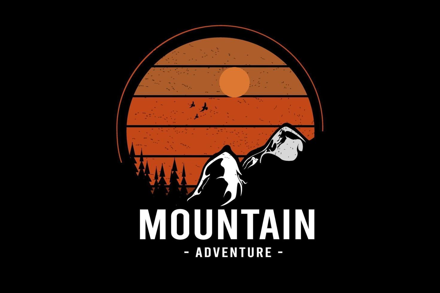 mountain adventure color orange and white vector