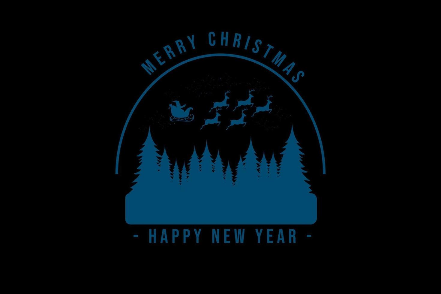 merry christmas happy new year color blue and black vector