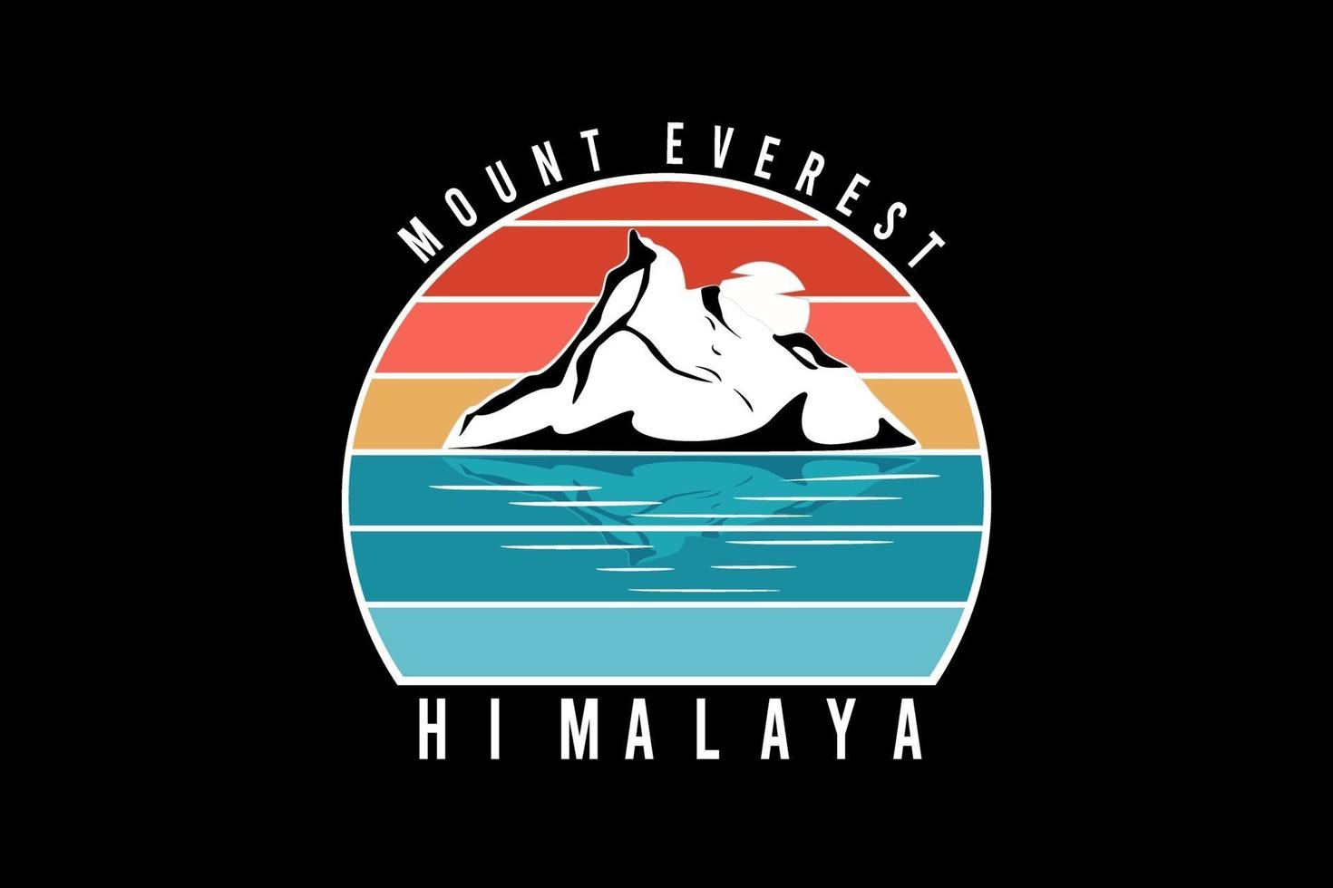 mount everest himalaya color white, orange and blue vector