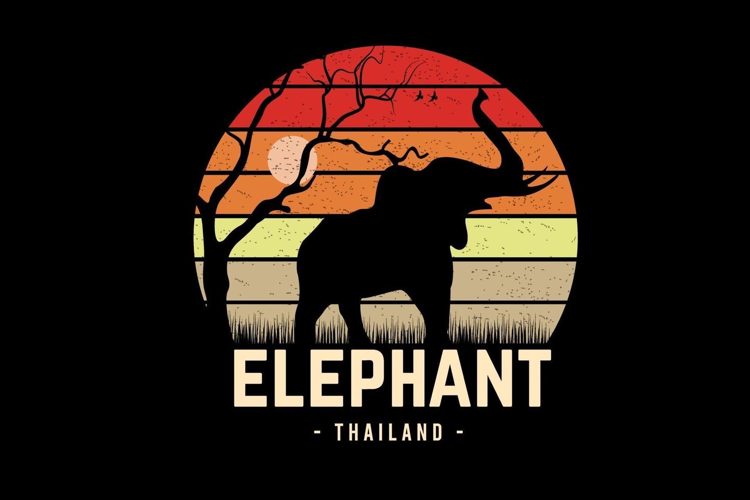 elephant  thailand color red orange and light brown vector