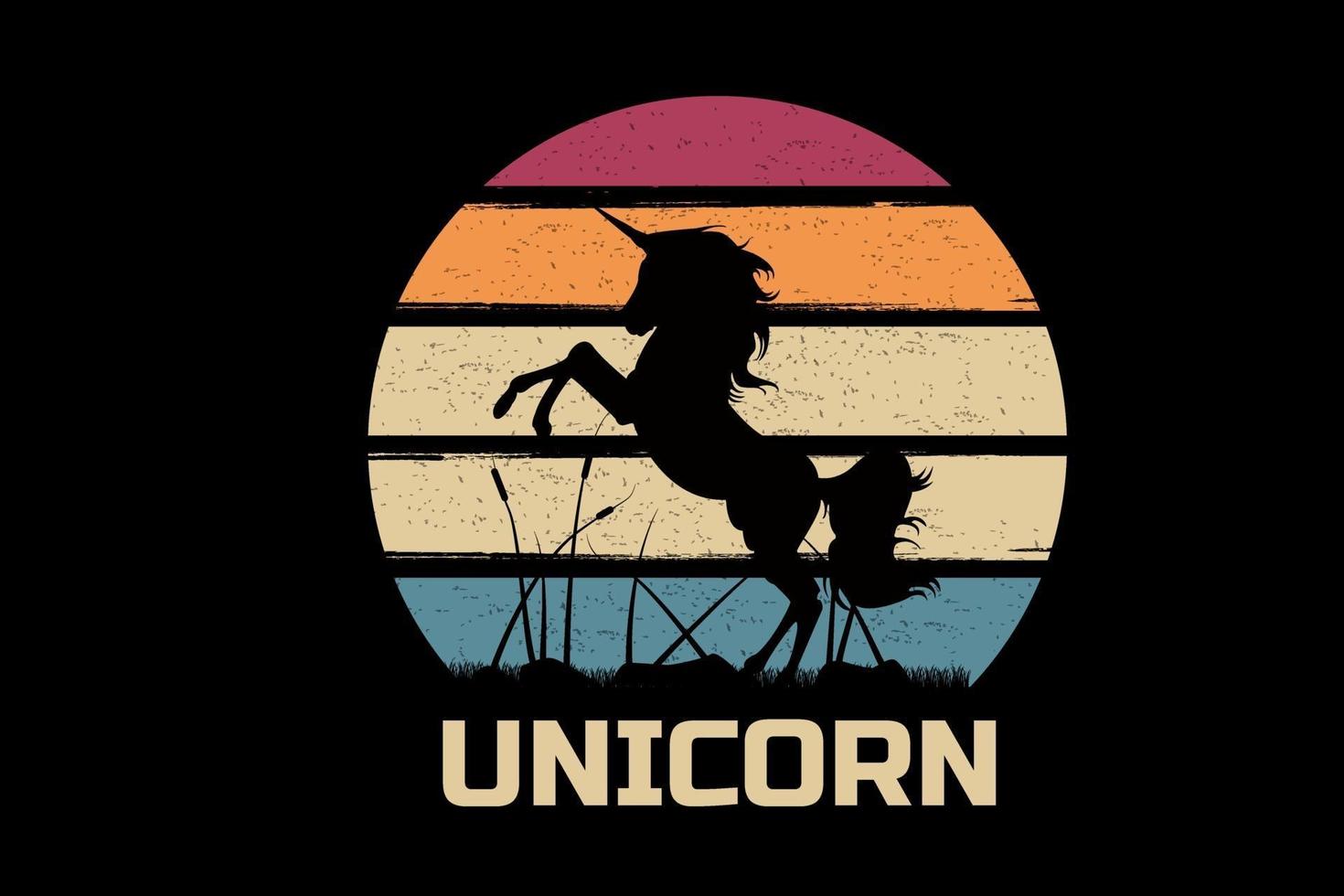 unicorn color red orange and green vector