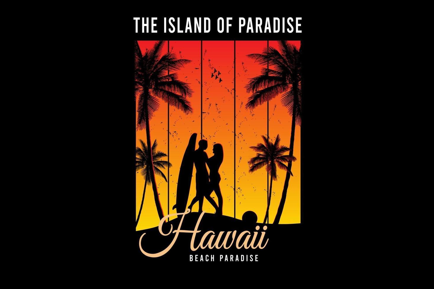 la isla del paraíso hawaii beach paradise color amarillo y naranja vector